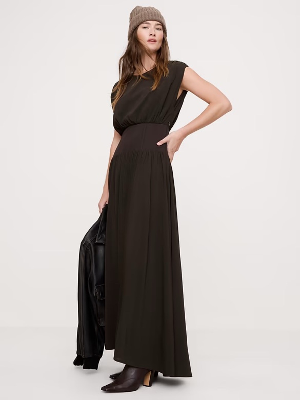 Banana Republic Stretch-Crepe Drop-Waist Maxi Dress 852260